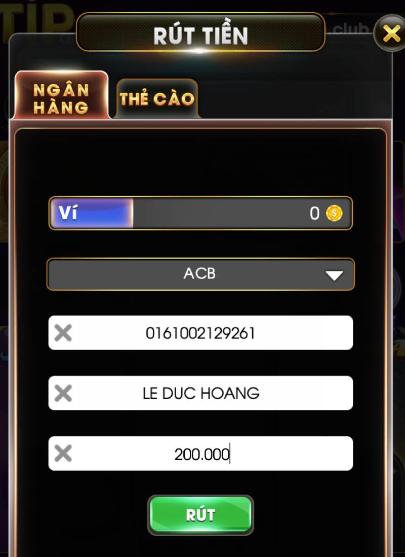 Rút qua Ngân Hàng